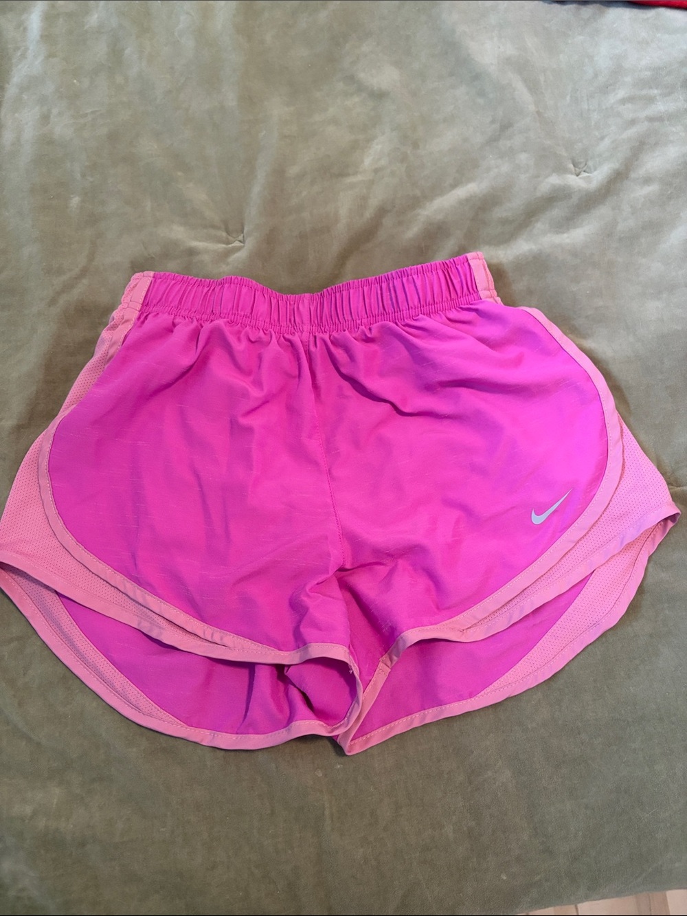 Nike Women's Bright Pink Athletic Shorts with Light-Pink Trim